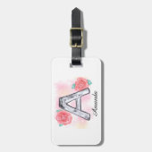 水彩フローラ文字A ラゲッジタグ (正面縦)