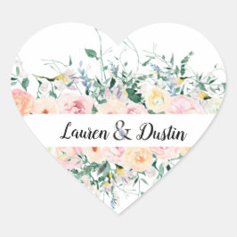 水彩フローラ新婦結婚の ハートシール
