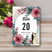 水彩フローラ新郎新婦エレガントな結婚式 テーブルナンバー