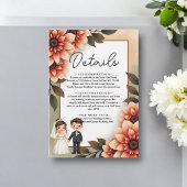 水彩フローラ新郎新婦ロマンチック結婚ズ エンクロージャーカード