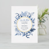 水彩フローラ日付スクリプトの保存 箔招待状 (立ち正面)