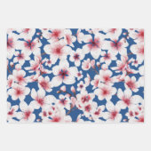 水彩フローラ日本のさくらんぼ花模様 ラッピングペーパーシート (正面2)