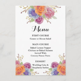 水彩フローラ明るいメニューカード メニュー