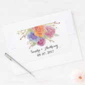 水彩フローラ明るい結婚式用シール 長方形シール (封筒)