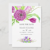 水彩フローラ春の結婚式写真 セーブザデート (正面)