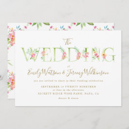 水彩フローラ春の結婚式招待状 招待状