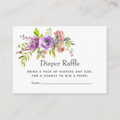 水彩フローラ春ベビーシャワーおむつラッフル エンクロージャーカード (正面)