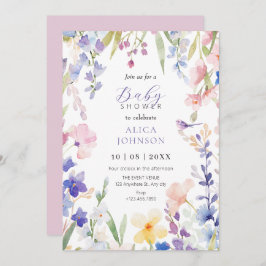 水彩フローラ春ベビーシャワー招待状 招待状