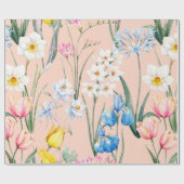 水彩フローラ春模様植物学 ラッピングペーパー (フラット)