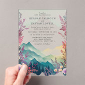 水彩フローラ春結婚山 アクリル招待状 (インサイチュ (ポータブル))