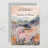 水彩フローラ春結婚山 招待状 (正面/裏面)