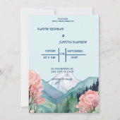 水彩フローラ春結婚山 招待状 (正面)