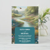 水彩フローラ春結婚山 招待状 (スタンド正面)