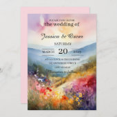 水彩フローラ春結婚山 招待状 (正面/裏面)
