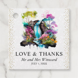 水彩フローラ春結婚滝 フェイバータグ