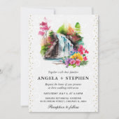 水彩フローラ春結婚滝 招待状 (正面)