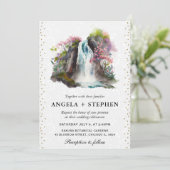 水彩フローラ春結婚滝 招待状 (スタンド正面)