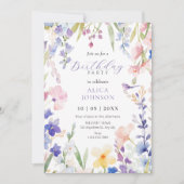 水彩フローラ春誕生日招待状 招待状 (正面)