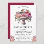 水彩フローラ春鳥風呂ブライダルシャワー 招待状 (正面/裏面)