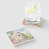 水彩フローラ春鳥 ストーンコースター (横)