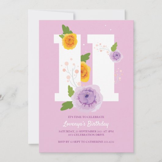 水彩フローラ春11thバースデーパーティー セーブザデート (正面)