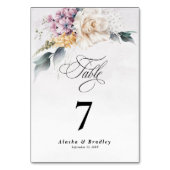 水彩フローラ書モダン結婚の テーブルナンバー (裏面)