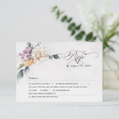 水彩フローラ書モダン結婚の 出欠カード (スタンド正面)