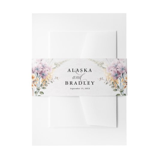 水彩フローラ書モダン結婚の 招待状ベリーバンド (正面例)