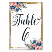 水彩フローラ書道テーブル番号カード6 テーブルナンバー (裏面)