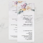 水彩フローラ書道結婚式 プログラム (正面/裏面)