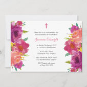 水彩フローラ最初の通信パーソナライズされた 招待状 (正面)