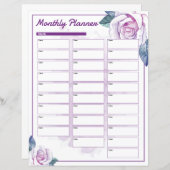 水彩フローラ月次プランナーテンプレート (正面/裏面)