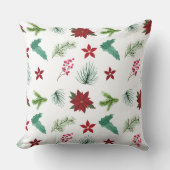 水彩フローラ松の花冬デコール クッション (正面)
