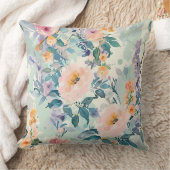 水彩フローラ枕花エレガントプリント クッション (ブランケット)