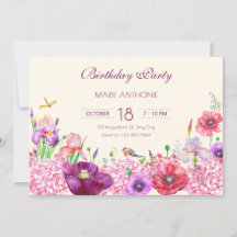 水彩フローラ枝鳥自然誕生日