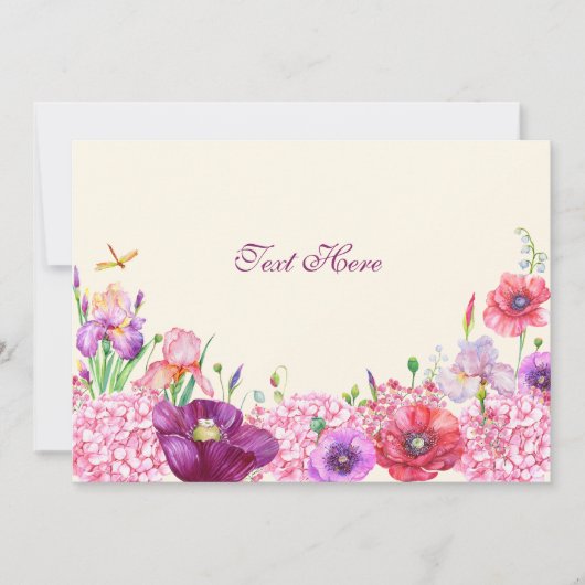 水彩フローラ枝鳥自然 ノートカード (正面)