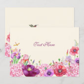 水彩フローラ枝鳥自然 ノートカード (正面/裏面)