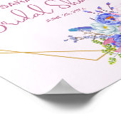 水彩フローラ枠ブライダルシャワー標識 ポスター (角)