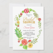 水彩フローラ枠ブライダルシャワー 招待状 (正面)