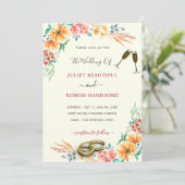 水彩フローラ枠結婚式招待状 (スタンド正面)