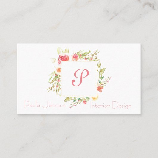 水彩フローラ枠 名刺 (正面)
