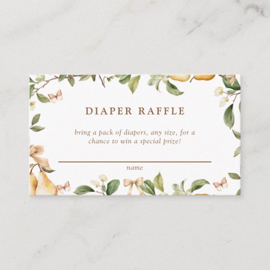 水彩フローラ梨ベビーシャワー エンクロージャーカード (正面)