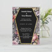 水彩フローラ棺形状モダンゴシック結婚ズ 招待状 (スタンド正面)