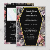 水彩フローラ棺形状モダンゴシック結婚ズ 招待状 (正面/裏面)