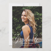 水彩フローラ植物卒業パーティー写真 招待状 (正面)