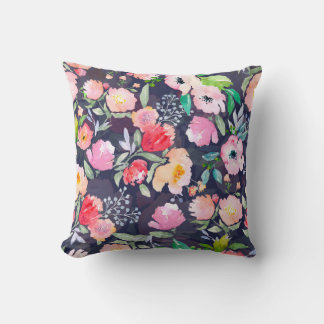 水彩フローラ植物図柄と継ぎ目無しb クッション