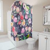 水彩フローラ植物図柄と継ぎ目無しb シャワーカーテン (インサイチュ)