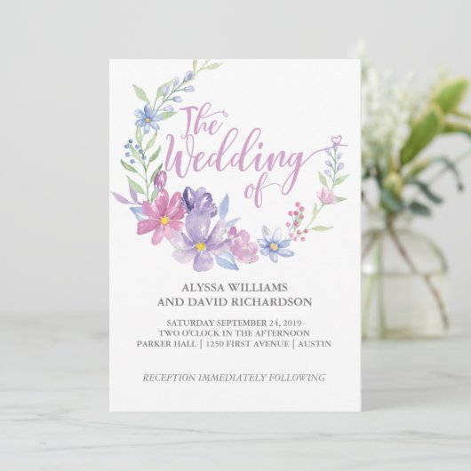 水彩フローラ植物学リース |の結婚カード 招待状 (スタンド正面)