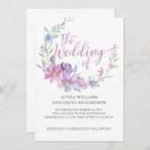 水彩フローラ植物学リース |の結婚カード 招待状 (正面/裏面)