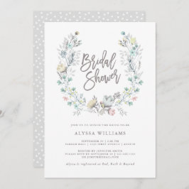 水彩フローラ植物学リース |ブライダルシャワー 招待状